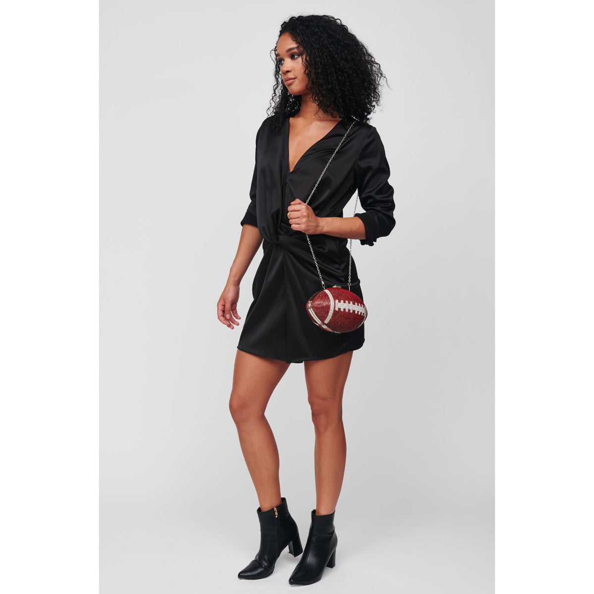 Woman wearing Burgundy Silver Urban Expressions Robbie Evening Bag 818209012256 View 3 | Burgundy Silver