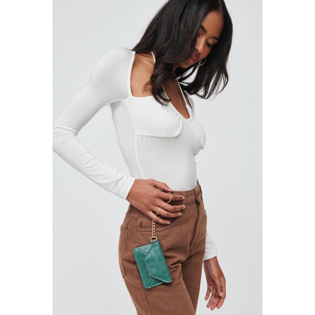 Woman wearing Emerald Urban Expressions Gia - Croco Card Holder 840611110770 View 2 | Emerald