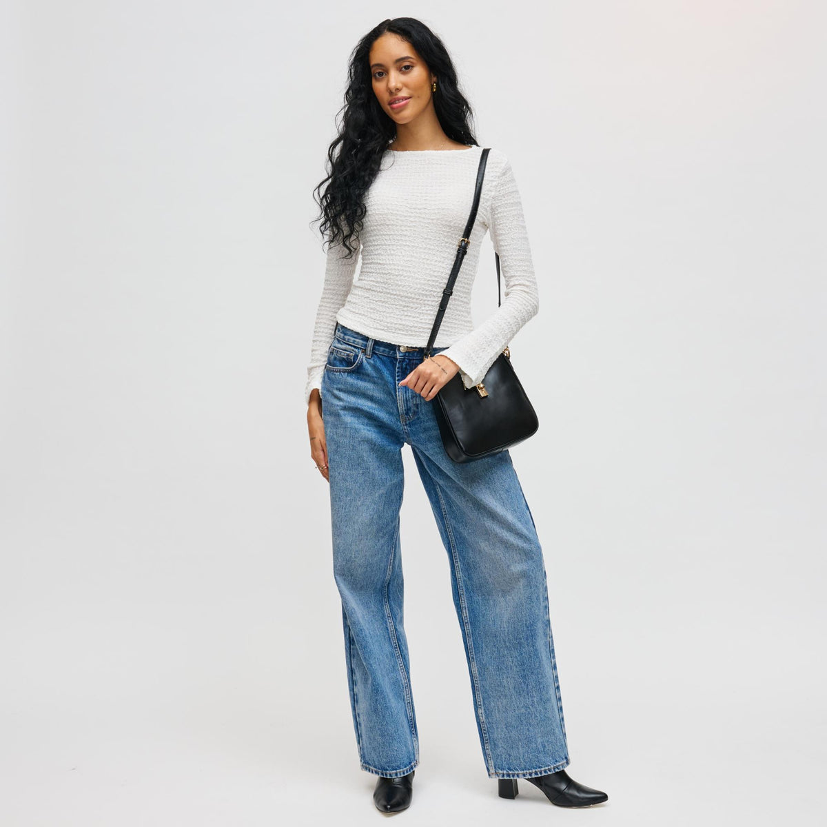 Woman wearing Black Urban Expressions Melissa Tote 840611199157 View 2 | Black