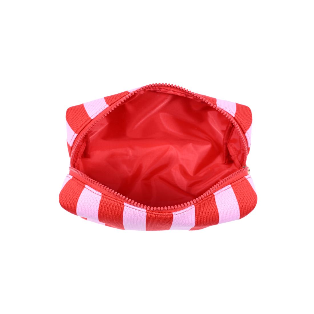 Urban Essentials Essential Stripe Cosmetic & Travel Organizer Pouch 840504207396 View 8 | Red Pink