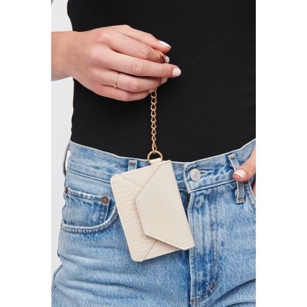 Woman wearing Almond Urban Expressions Gia - Croco Card Holder 818209018357 View 1 | Almond