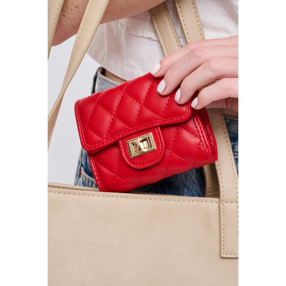 Woman wearing Lipstick Red Urban Expressions Shantel - Quilted Wallet 840611121837 View 1 | Lipstick Red