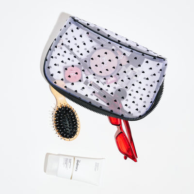 Woman wearing White Urban Essentials Lovelace Cosmetic & Travel Organizer Dome Pouch 840611197924 View 1 | White
