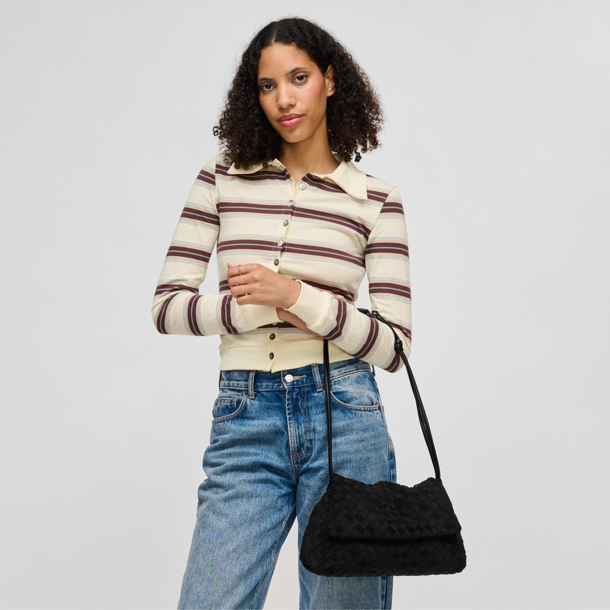 Woman wearing Black Urban Expressions Salem Crossbody 840504214660 View 3 | Black