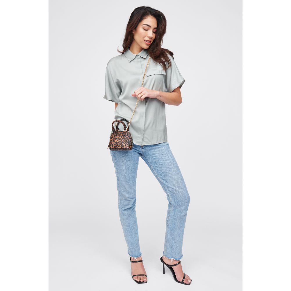 Woman wearing Leopard Urban Expressions Bambi Crossbody 818209013703 View 3 | Leopard