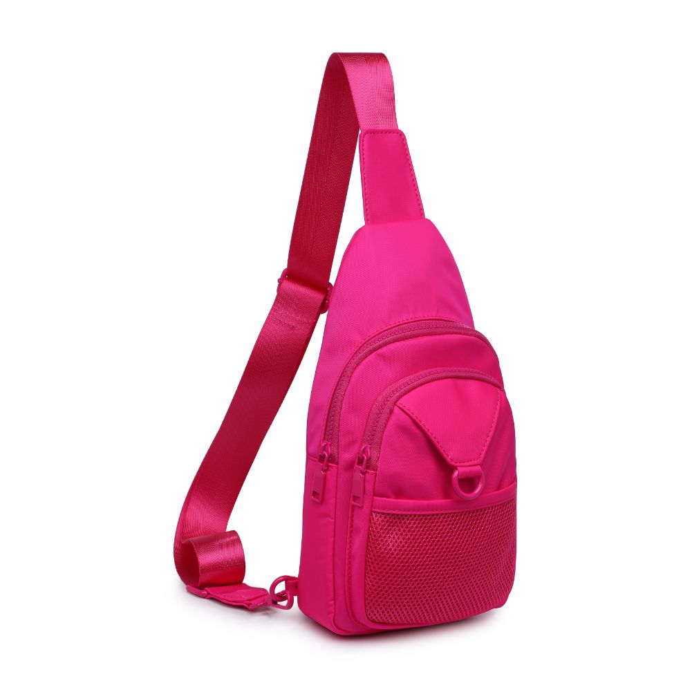 Woman wearing Magenta Urban Expressions Walker - Nylon Sling Backpack 840611110671 View 6 | Magenta