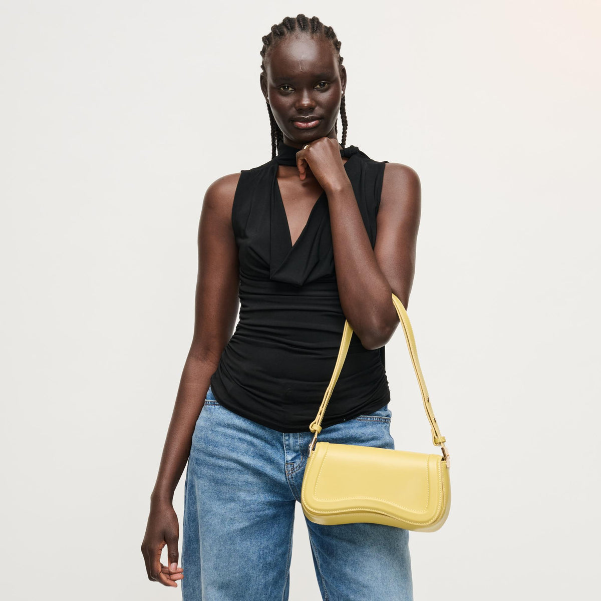 Woman wearing Chartreuse Urban Expressions Max Shoulder Bag 840504208454 View 4 | Chartreuse