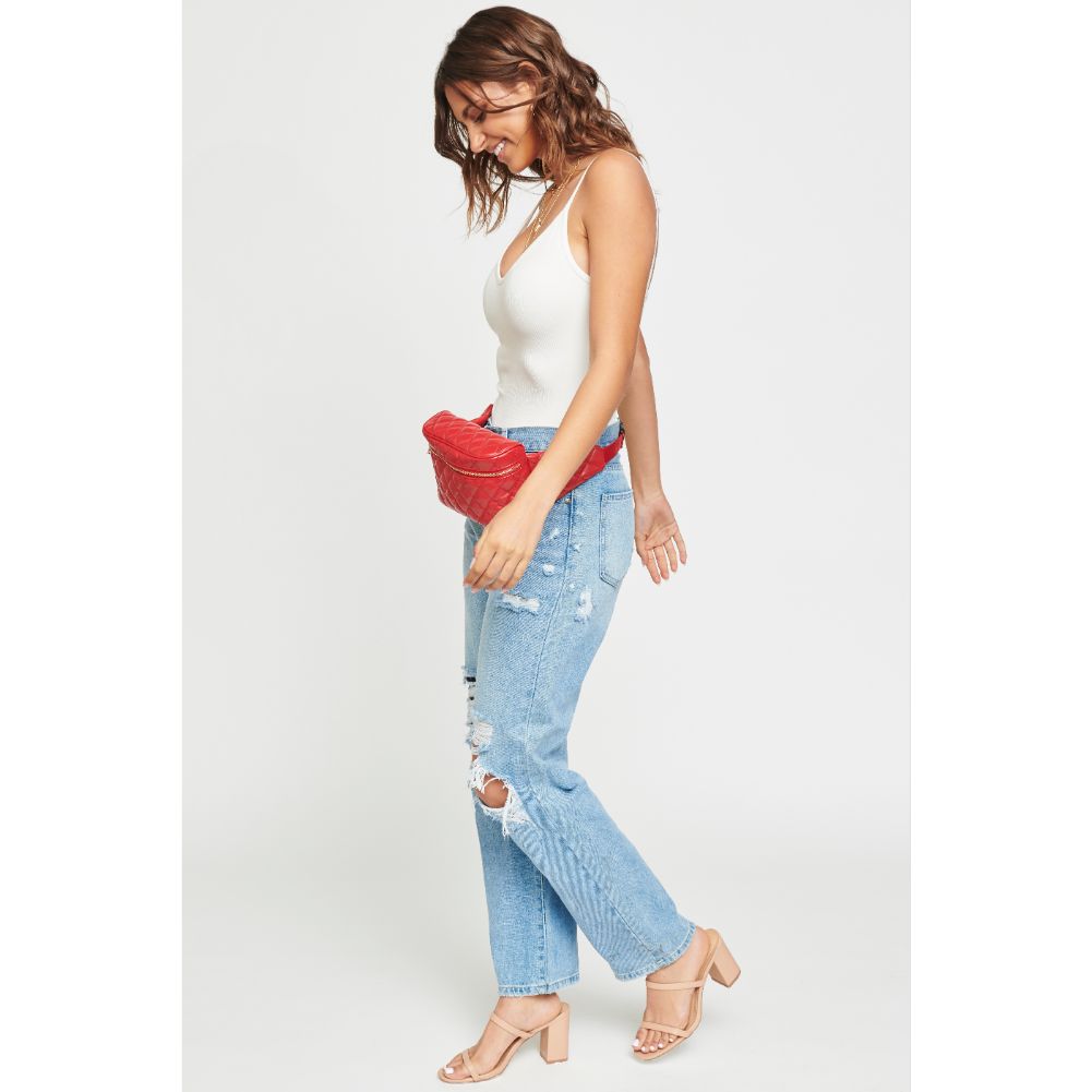 Woman wearing Red Urban Expressions Hawthorn Belt Bag NA-840611158604 View 2 | Red