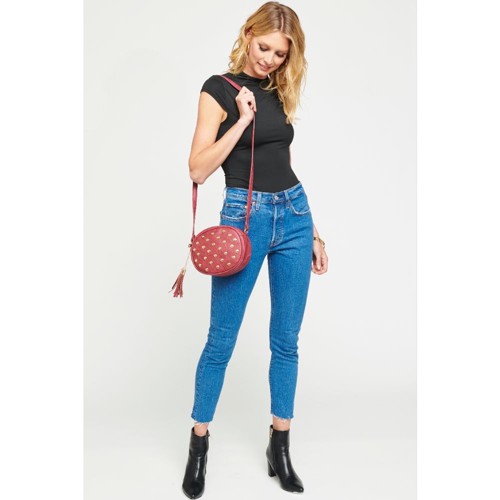 Woman wearing Wine Urban Expressions Delta Crossbody NA-840611133328 View 3 | Wine