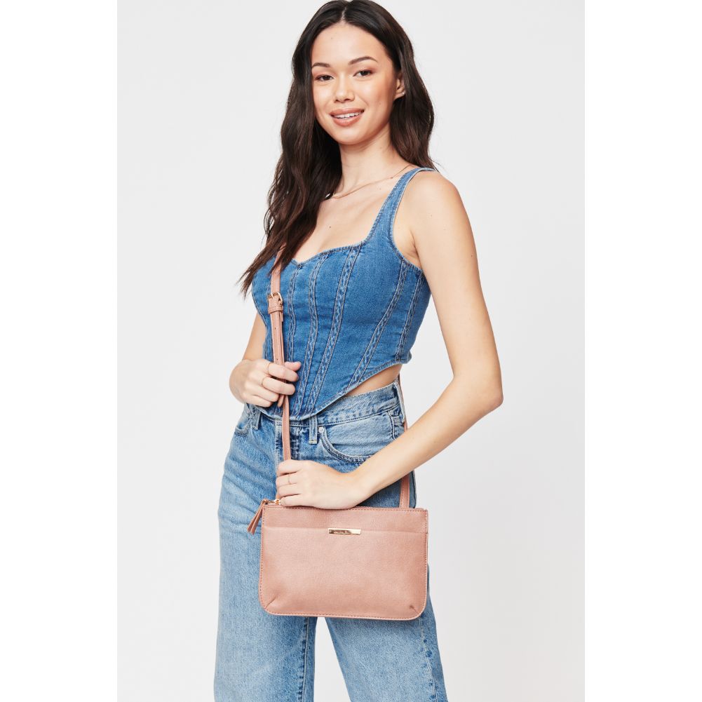 Woman wearing Blush Urban Expressions Wyatt Crossbody 840611108739 View 2 | Blush