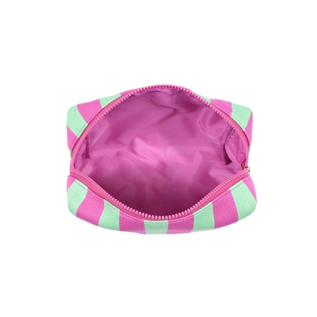 Urban Essentials Essential Stripe Cosmetic & Travel Organizer Pouch 840504207433 View 8 | Mint Pink