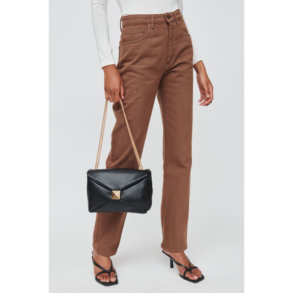 Woman wearing Black Urban Expressions Ribbon Crossbody 840611102805 View 4 | Black