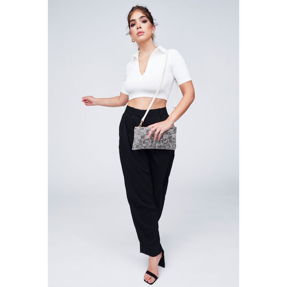 Woman wearing Oatmilk Urban Expressions Malika Clutch 818209010474 View 3 | Oatmilk