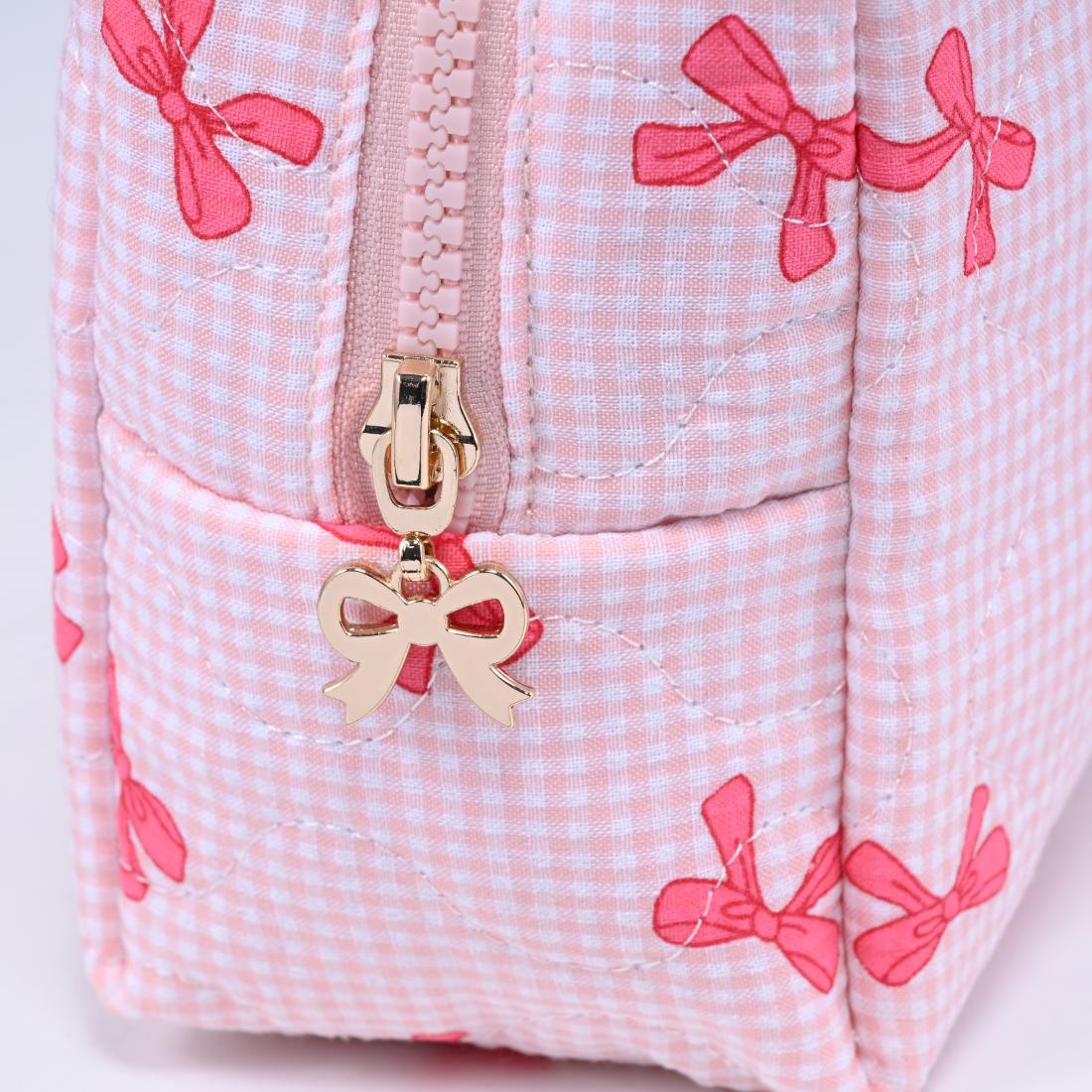 Urban Essentials Bow & Tell Cosmetic & Travel Organizer Pouch 840611197801 View 8 | Pink