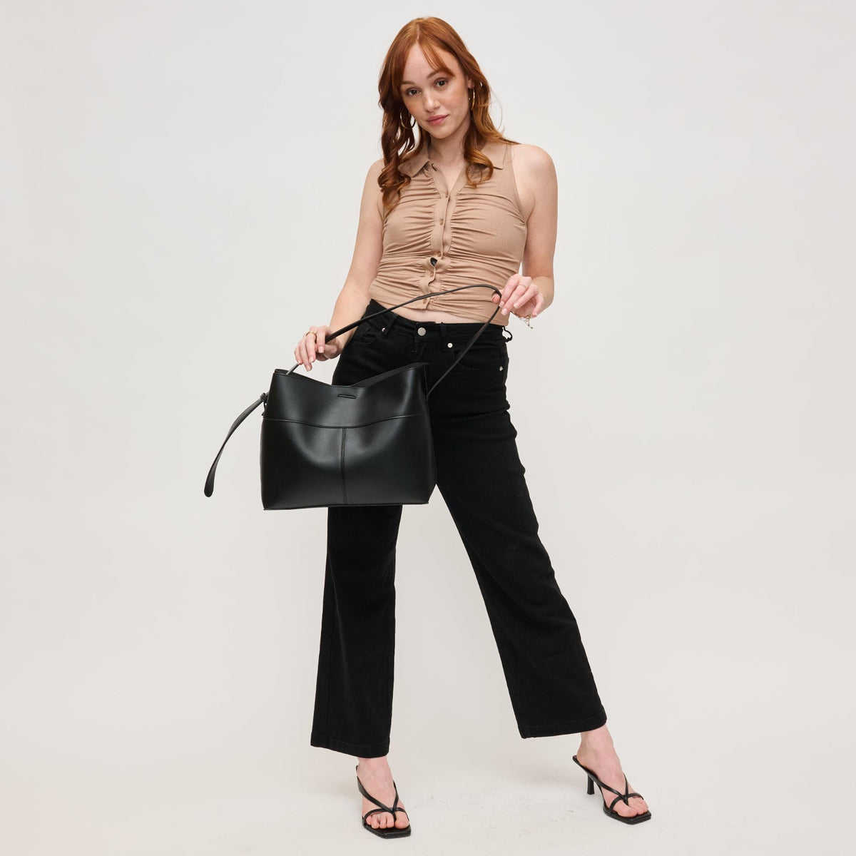 Woman wearing Black Urban Expressions Rory Tote 840611152855 View 4 | Black