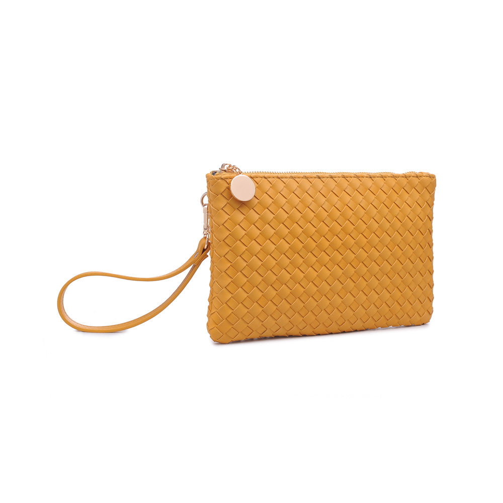 Woman wearing Mustard Urban Expressions Joan Wristlet NA-840611160478 View 6 | Mustard