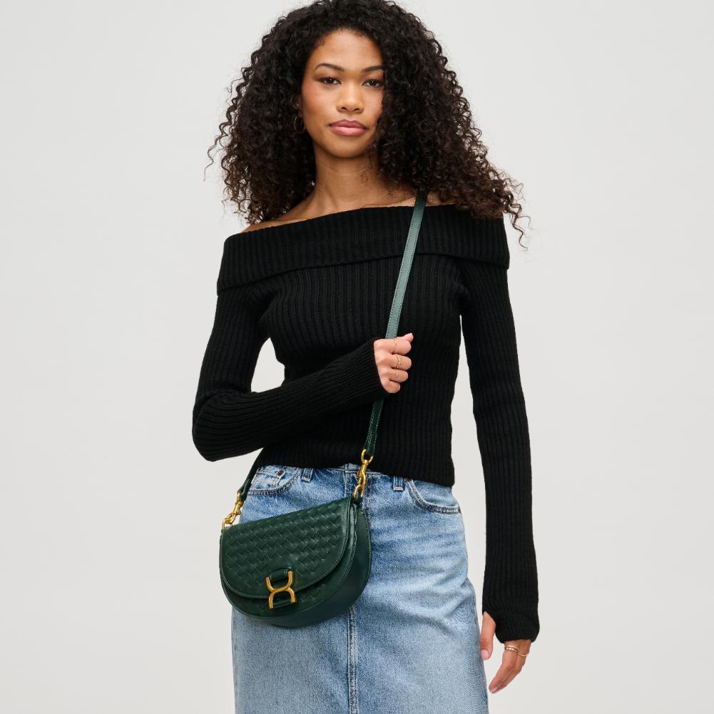 Woman wearing Forest Urban Expressions Alise Crossbody 840611194046 View 1 | Forest