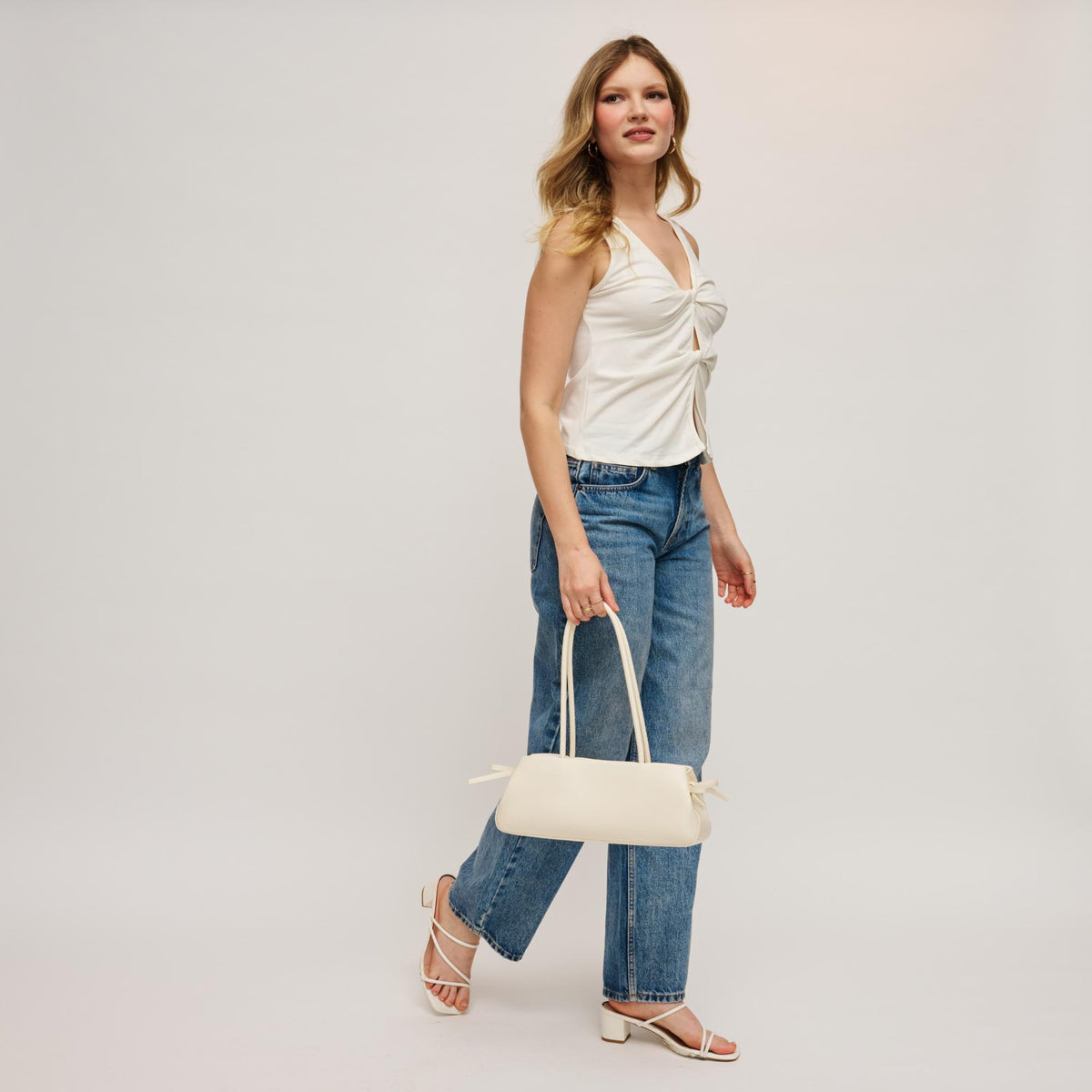 Woman wearing Ivory Urban Expressions Halo Shoulder Bag 840504207822 View 3 | Ivory