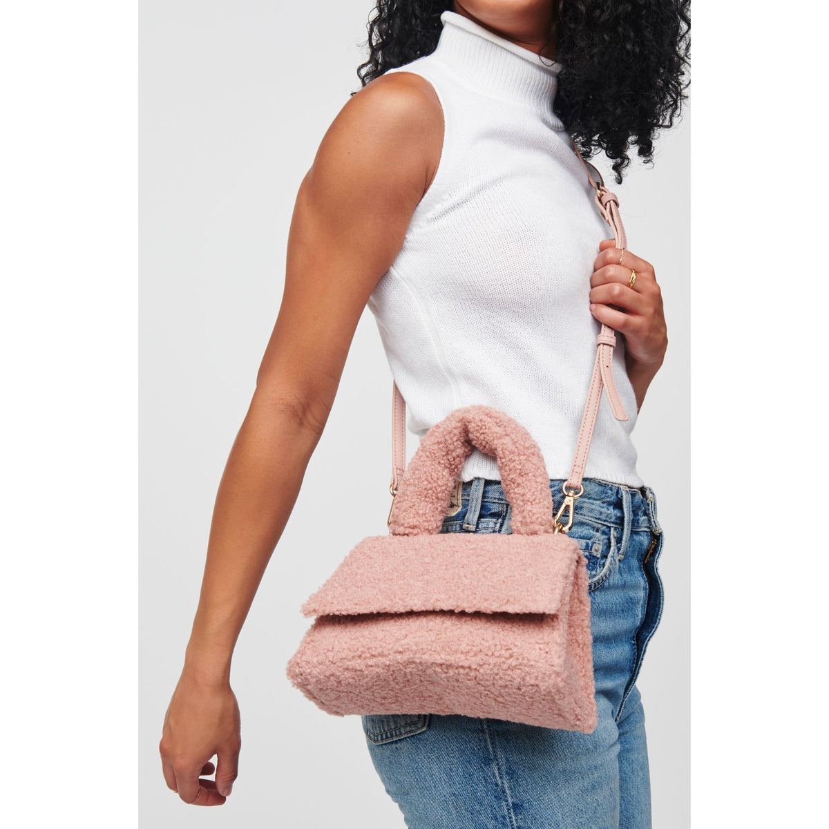 Woman wearing Blush Urban Expressions Merino Top Handle 818209012300 View 1 | Blush