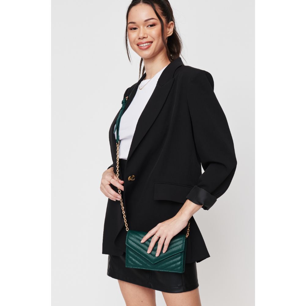 Woman wearing Hunter Green Urban Expressions Muriel Crossbody 840611104618 View 3 | Hunter Green