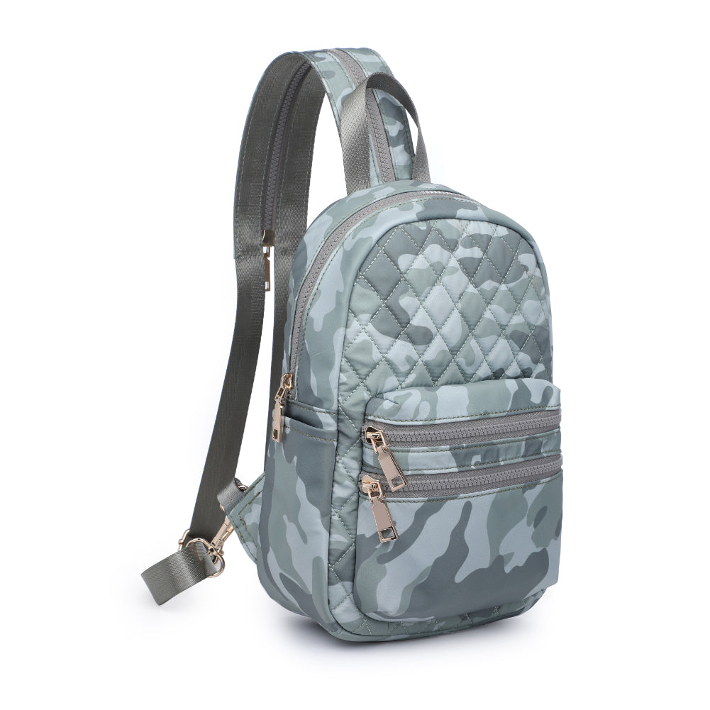 Product Image of Urban Expressions Brynlee Sling Backpack 840611180476 View 6 | Sage Camo