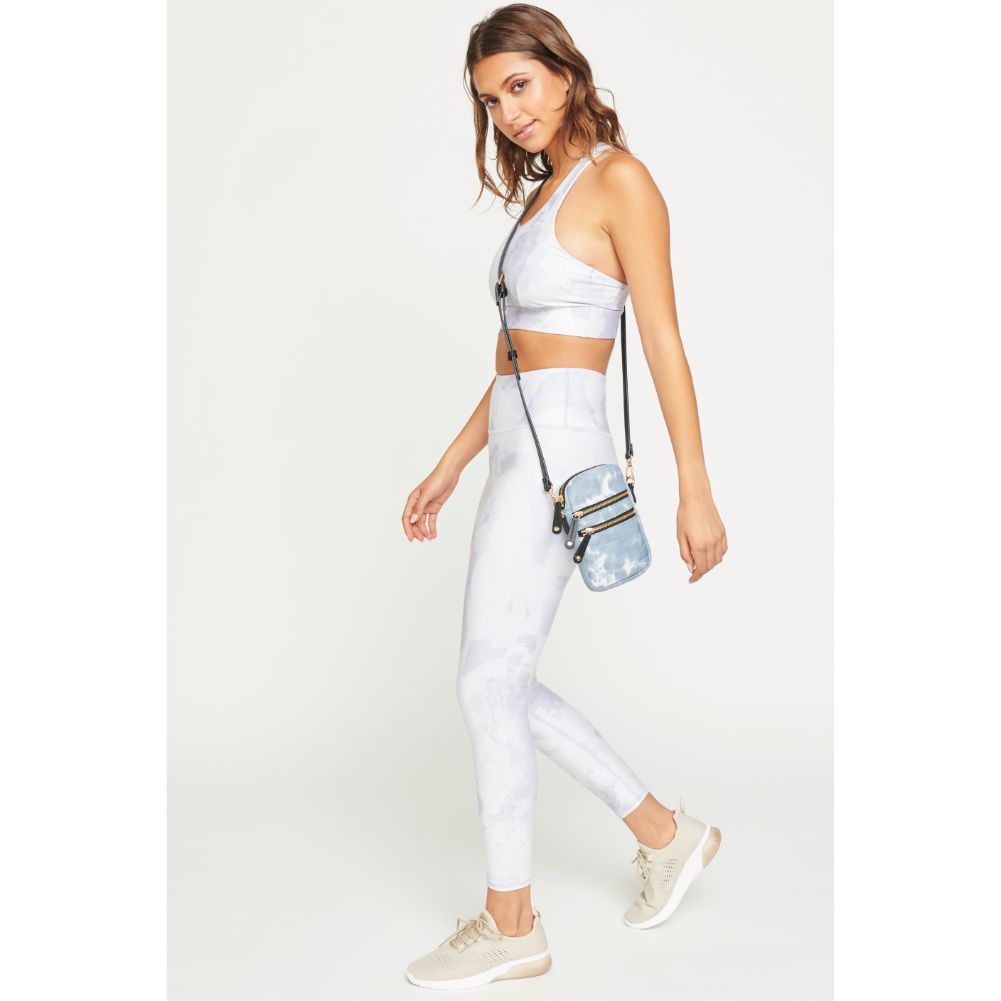 Woman wearing Slate Cloud Urban Expressions Evelyn Cell Phone Crossbody 840611182005 View 3 | Slate Cloud
