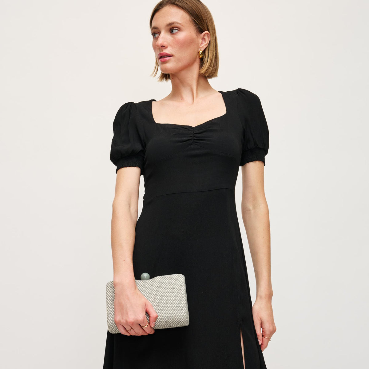 Woman wearing Sage Urban Expressions Marissa Evening Bag 840611152923 View 2 | Sage