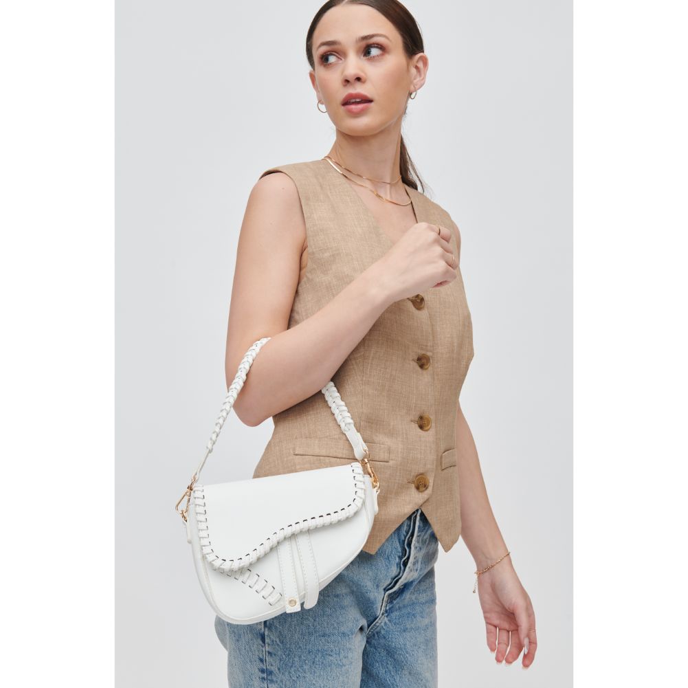Woman wearing White Urban Expressions Sloane Crossbody 840611106933 View 2 | White