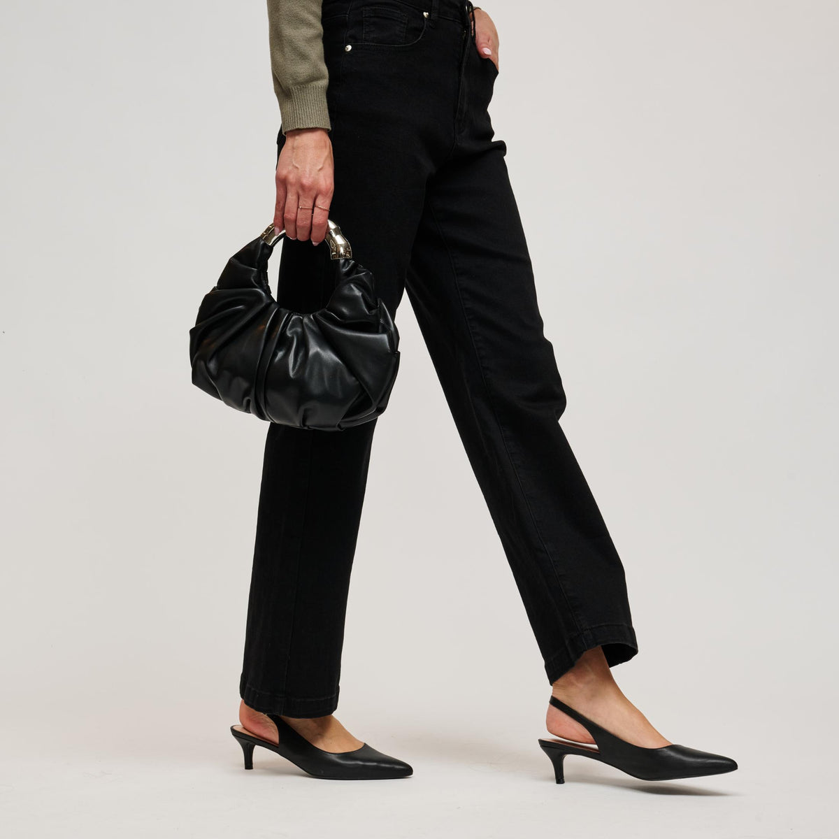 Woman wearing Black Urban Expressions Luxx Clutch 840504212215 View 3 | Black