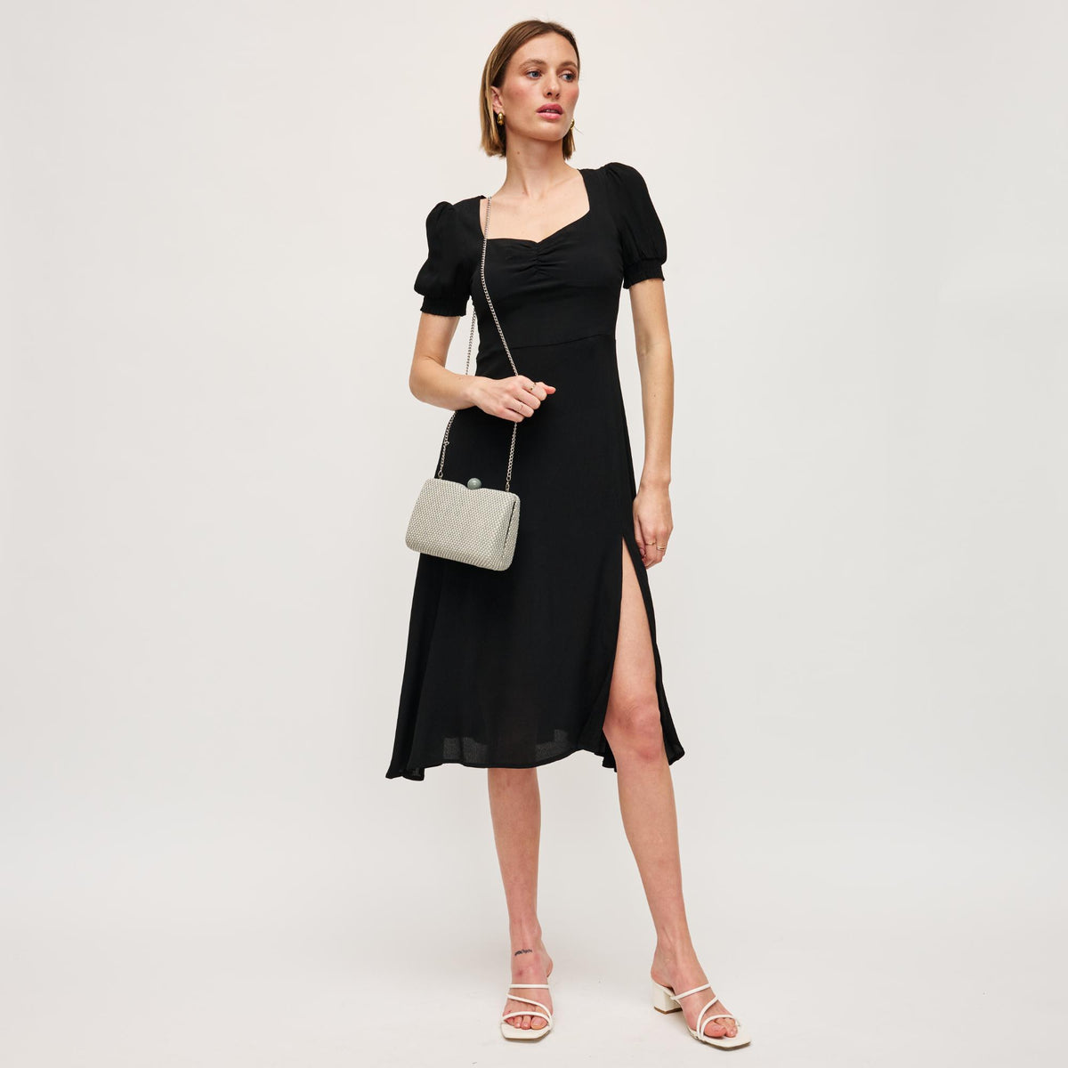 Woman wearing Sage Urban Expressions Marissa Evening Bag 840611152923 View 4 | Sage