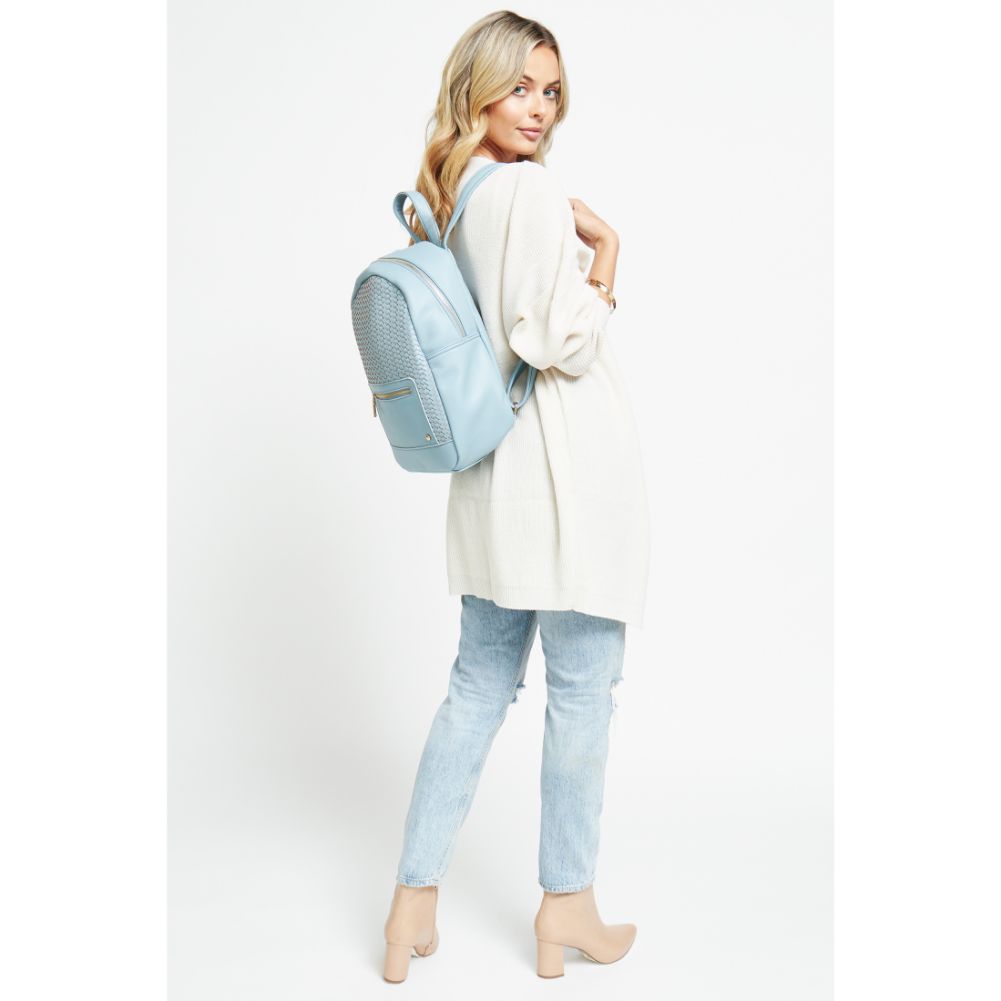 Woman wearing Sky Blue Urban Expressions Becca Backpack 840611178732 View 4 | Sky Blue