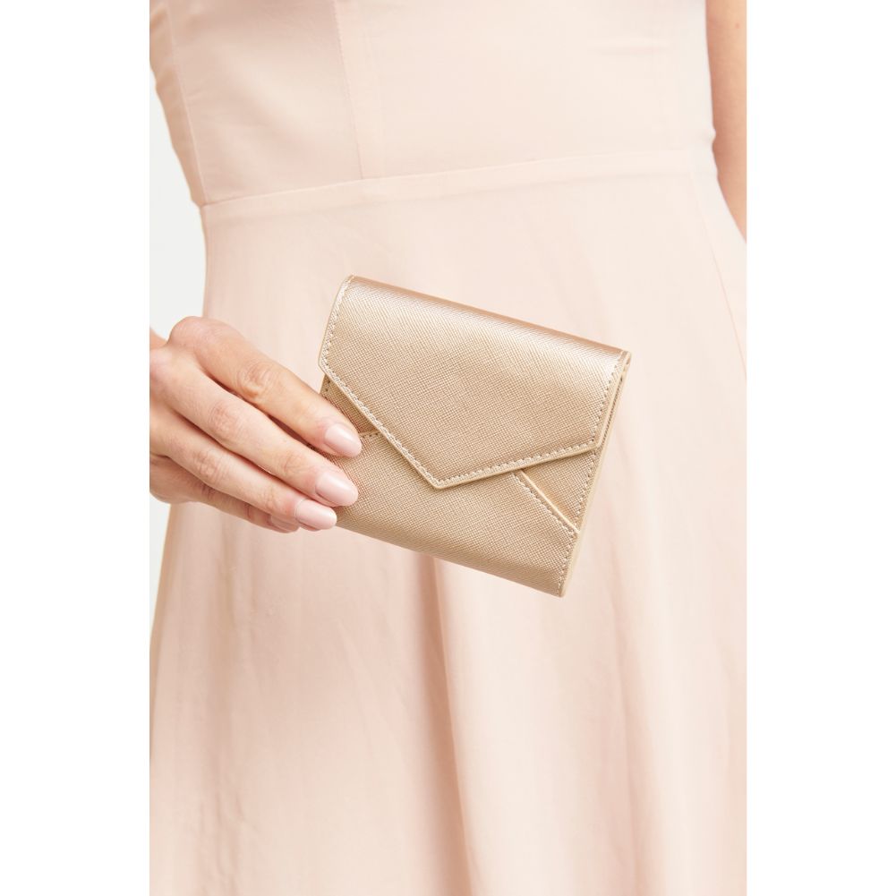 Woman wearing Rose Gold Urban Expressions Layla Wallet NA-840611154088 View 1 | Rose Gold