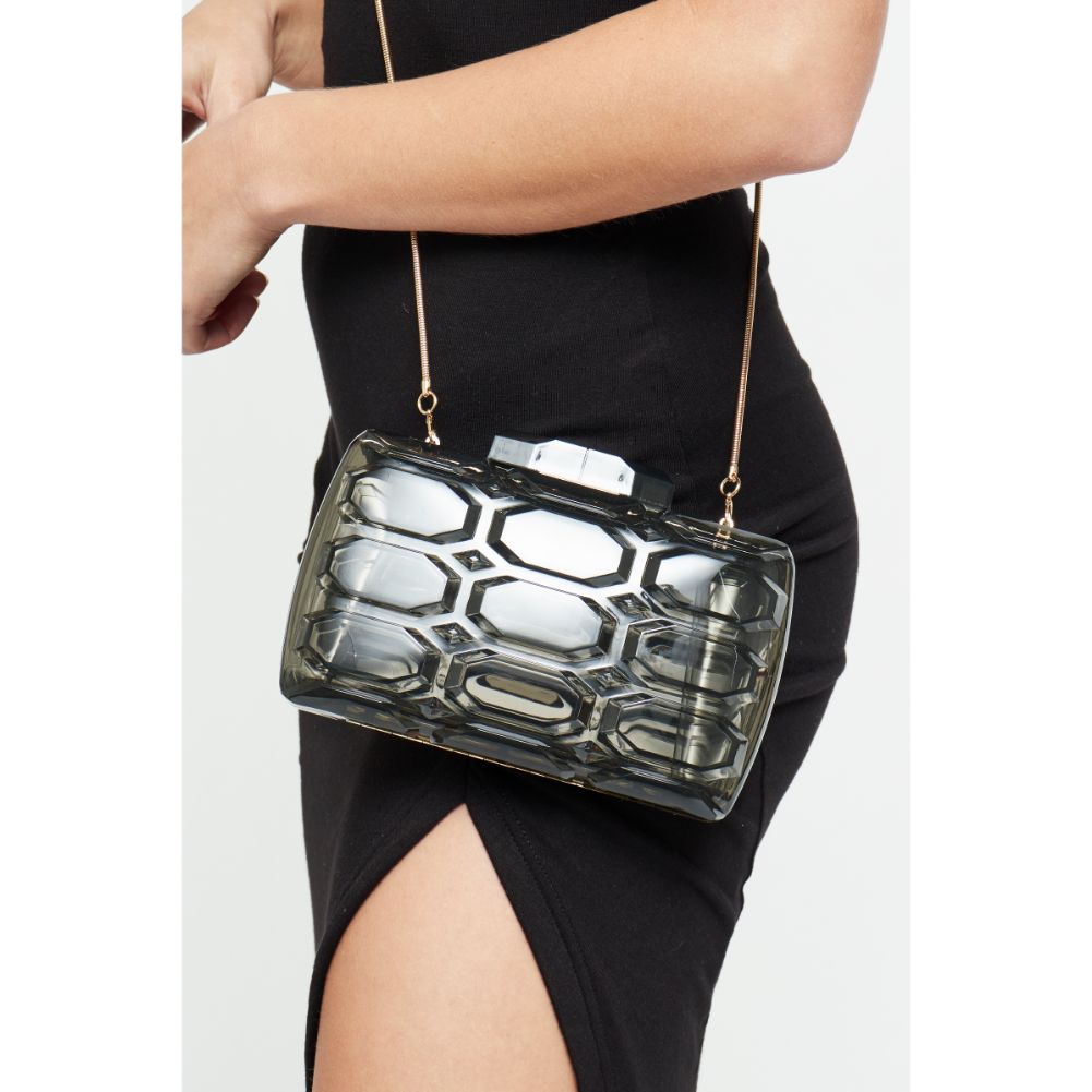 Woman wearing Smoke Urban Expressions Rexha Evening Bag 840611171634 View 2 | Smoke