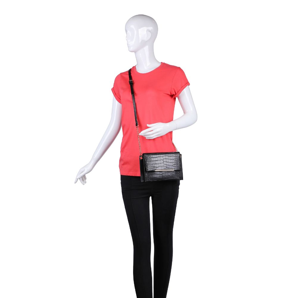 Product Image of Urban Expressions Asher Croc Crossbody 840611165374 View 5 | Black
