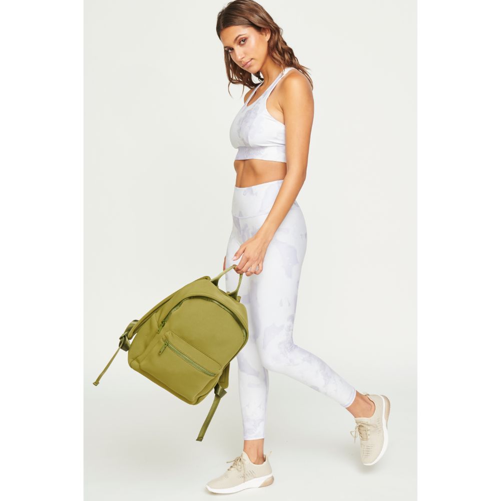 Woman wearing Light Olive Urban Expressions Declan Backpack 840611180803 View 4 | Light Olive