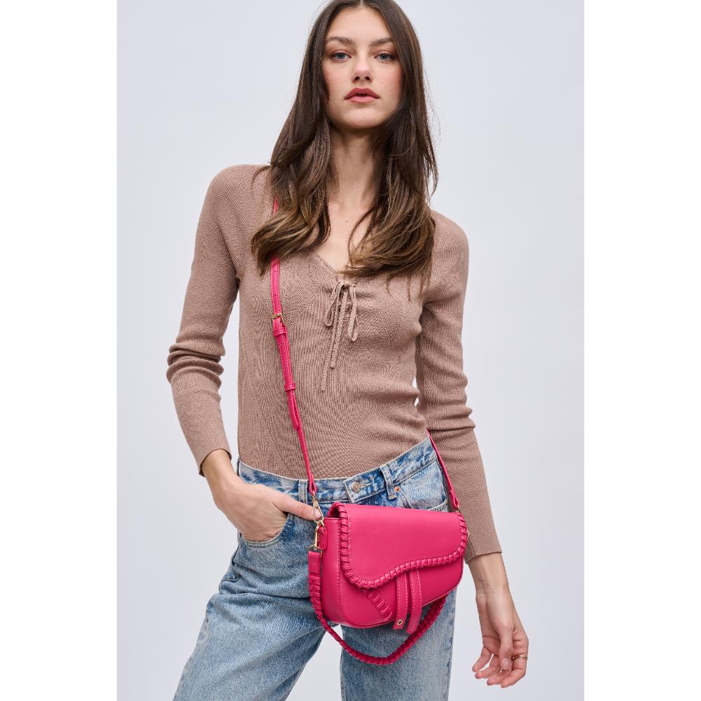Woman wearing Hot Pink Urban Expressions Sloane Crossbody 840611121738 View 1 | Hot Pink