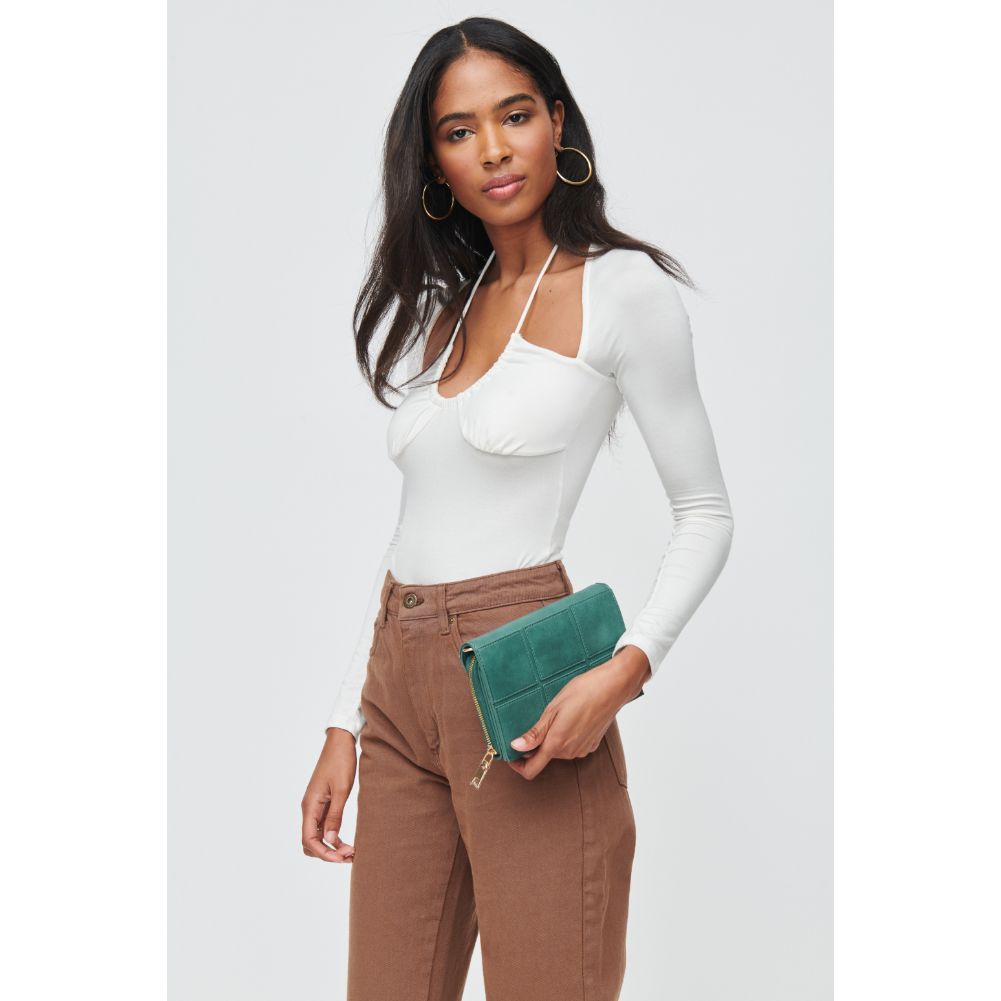 Woman wearing Emerald Urban Expressions Raelynn Crossbody 840611103918 View 3 | Emerald