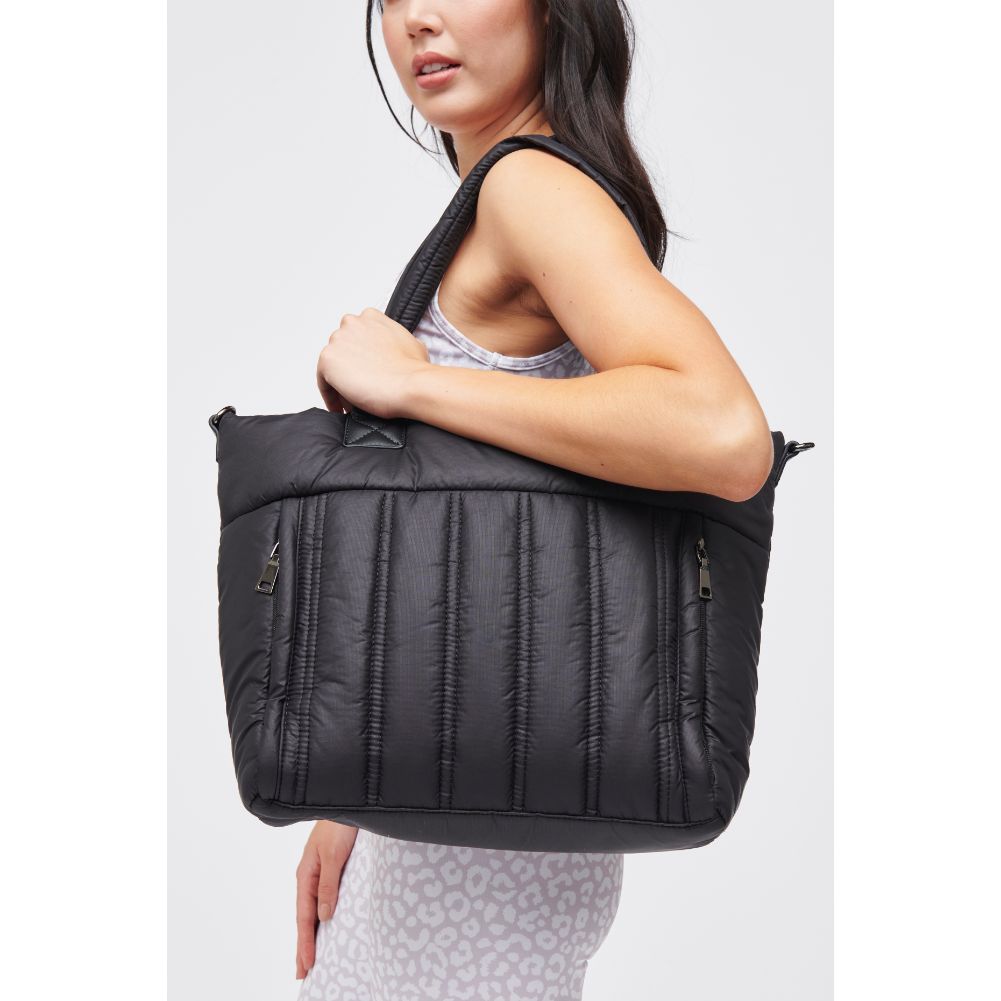 Woman wearing Black Urban Expressions Ellis Tote 840611182678 View 2 | Black