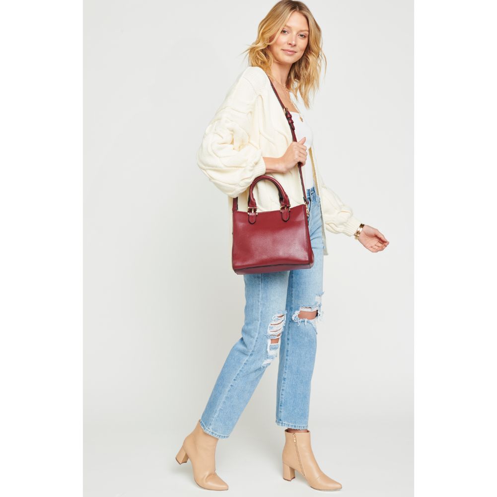 Woman wearing Burgundy Urban Expressions Nottingham Crossbody NA-840611153470 View 3 | Burgundy