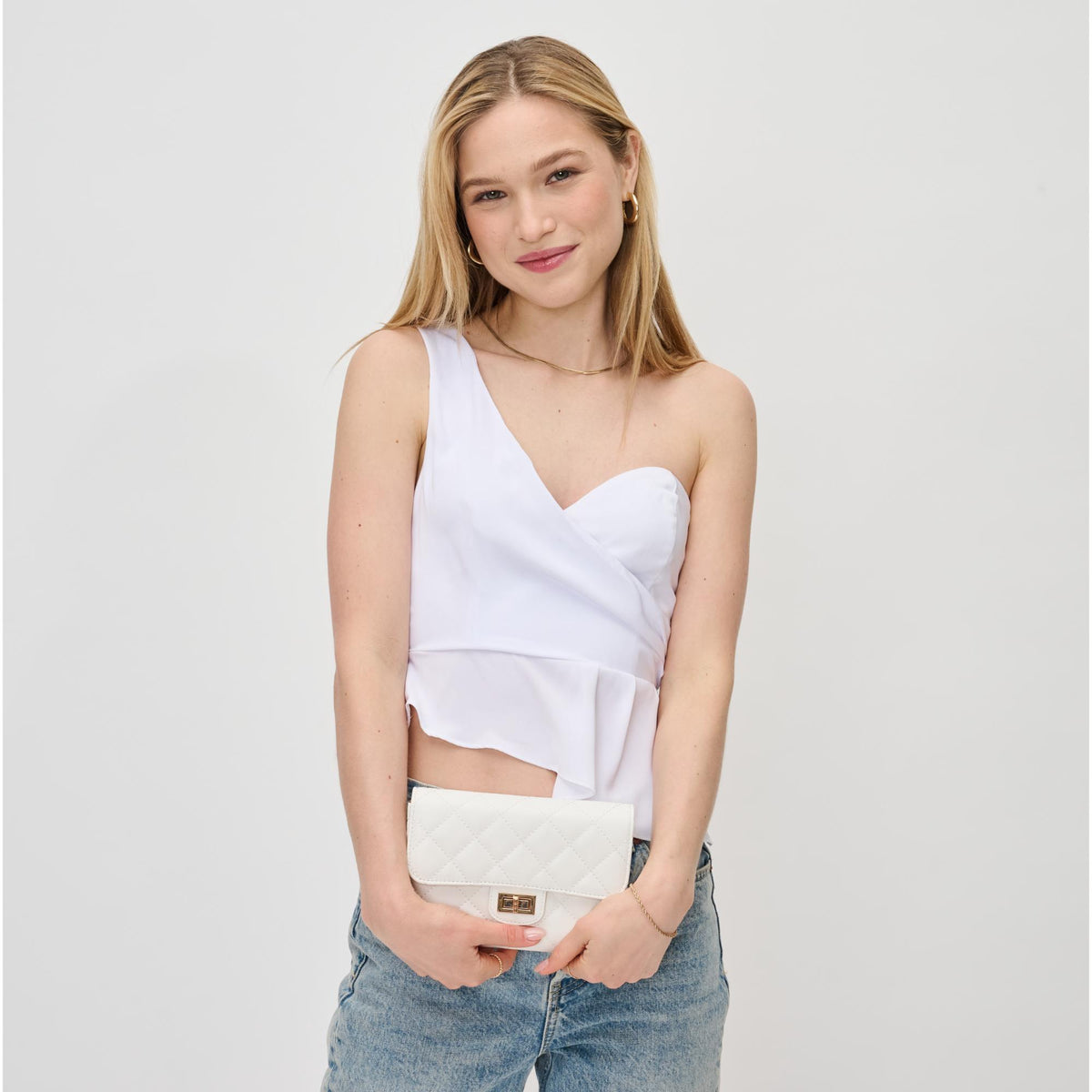 Woman wearing White Urban Expressions Winona Crossbody 840611131126 View 4 | White