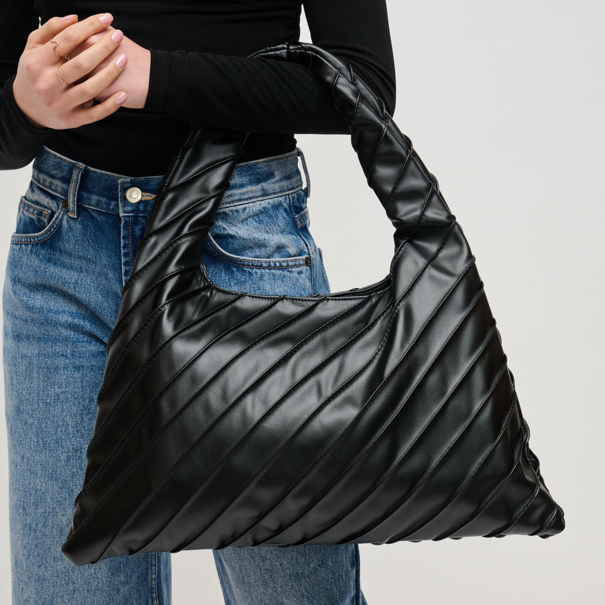 Woman wearing Black Urban Expressions Allie Hobo 840611156846 View 1 | Black