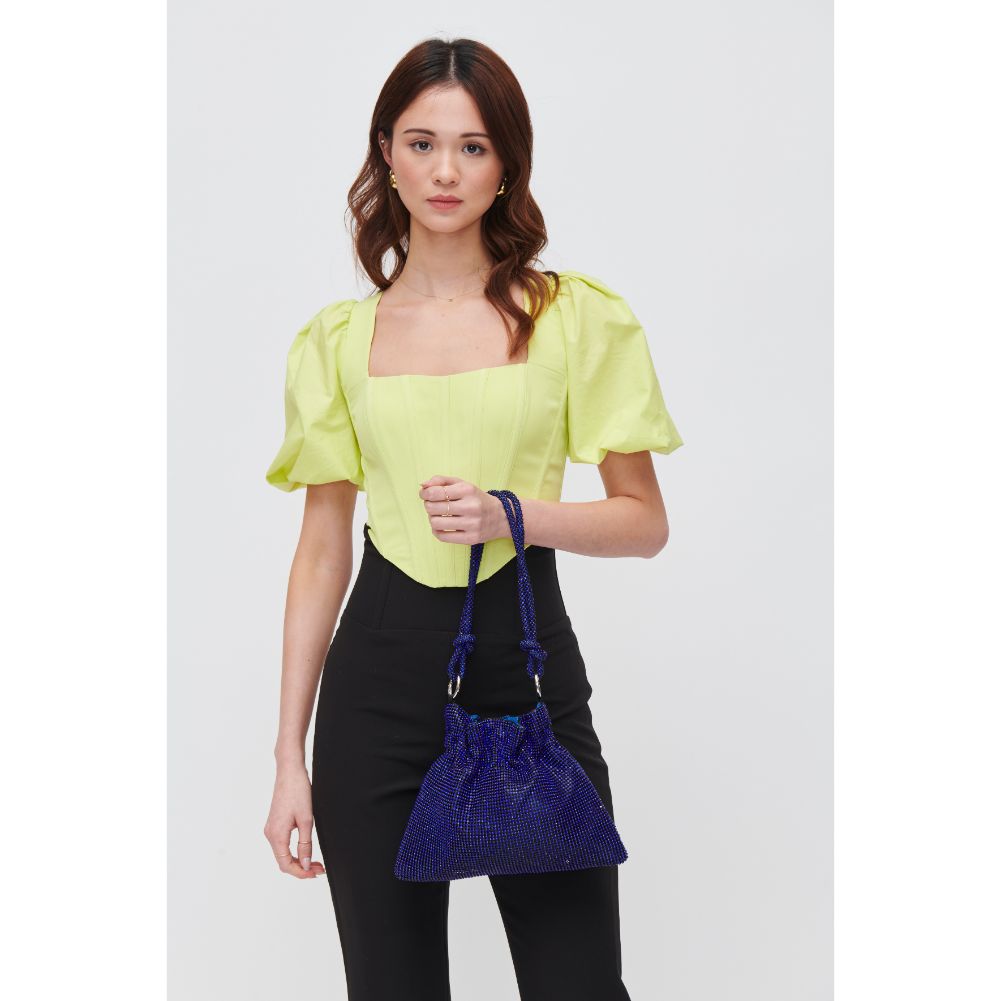Woman wearing Blue Urban Expressions Larissa Evening Bag 840611109002 View 2 | Blue