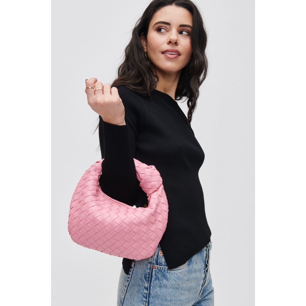 Woman wearing Bubblegum Urban Expressions Tracy - Woven Clutch 840611107831 View 2 | Bubblegum