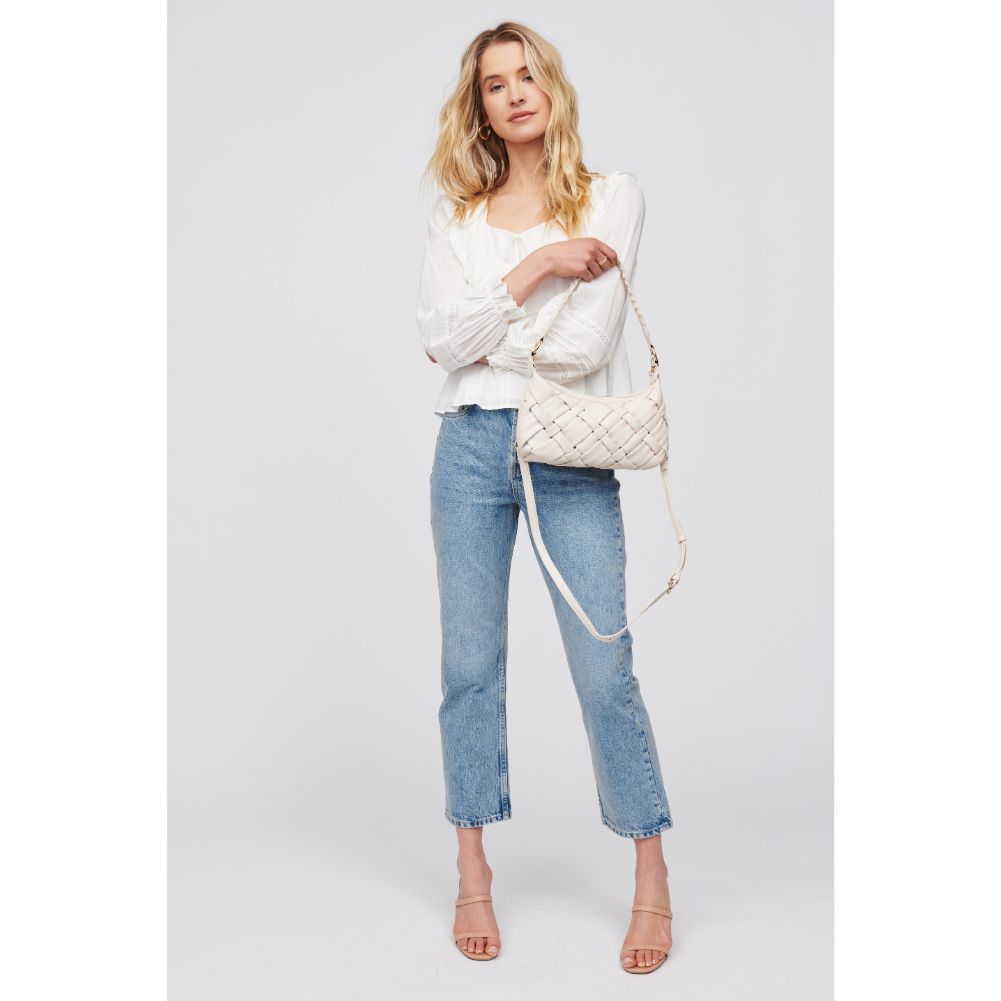 Woman wearing Oatmilk Urban Expressions Paulette Baguette 818209016438 View 3 | Oatmilk