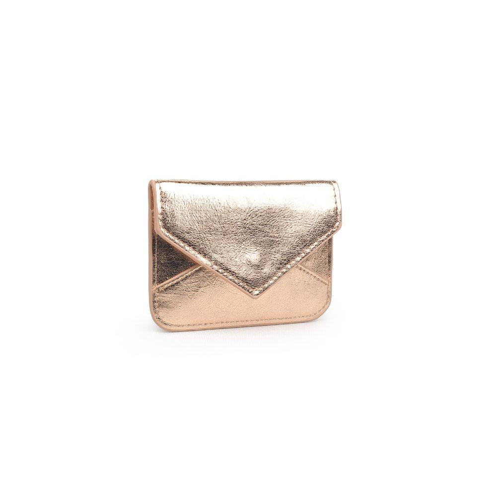 Woman wearing Rose Gold Urban Expressions Fifi Metallic Card Holder 840611119438 View 6 | Rose Gold