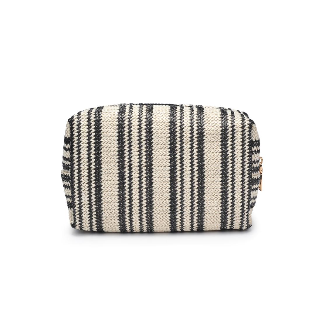 Urban Essentials Voyage Stripe Cosmetic & Travel Organizer Pouch 840611152626 View 7 | Black White