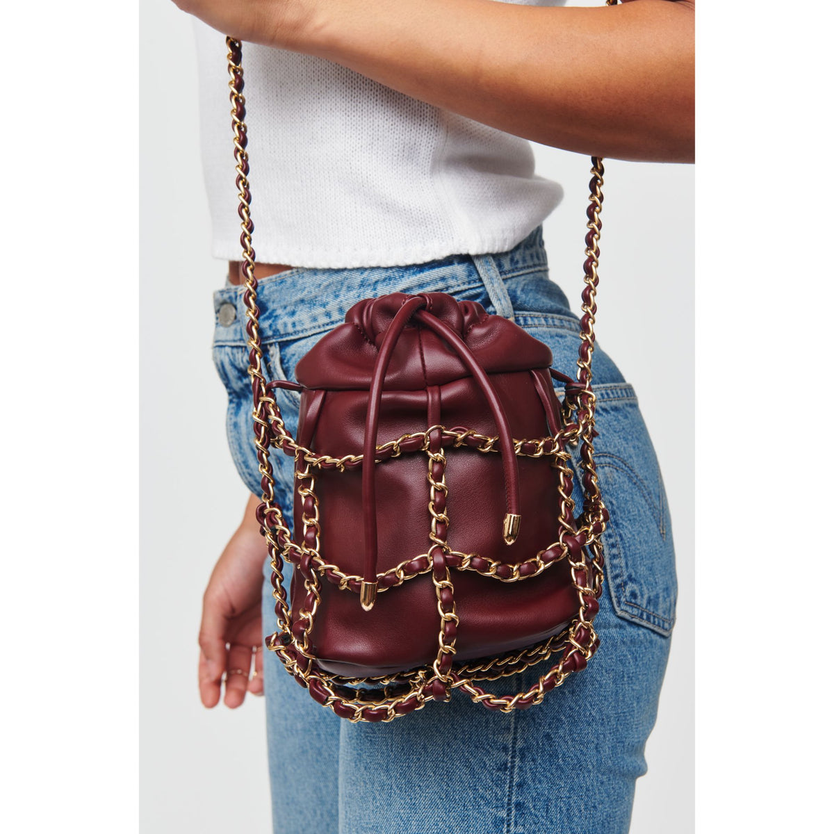 Woman wearing Burgundy Urban Expressions Moira Crossbody 818209012331 View 1 | Burgundy