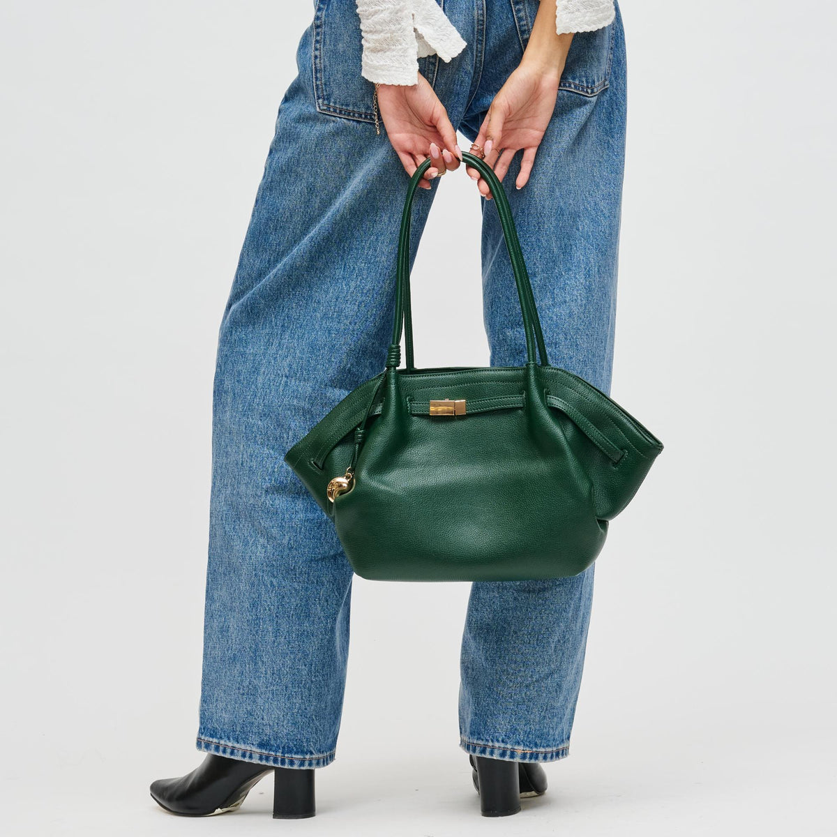 Woman wearing Forest Urban Expressions Monroe Satchel 840504200847 View 2 | Forest