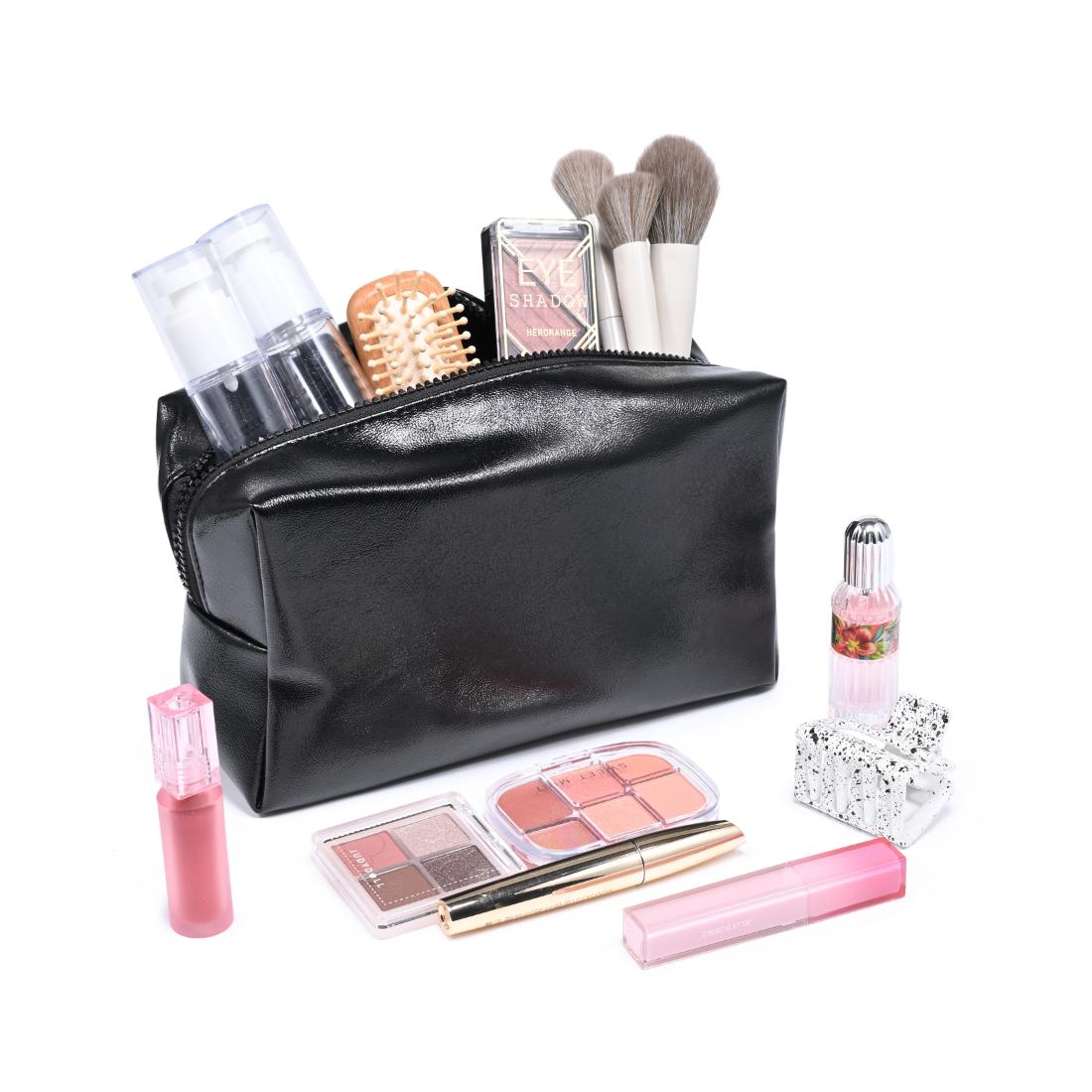 Woman wearing Black Urban Essentials The Vault Cosmetic & Travel Organizer Pouch 840504210068 View 1 | Black