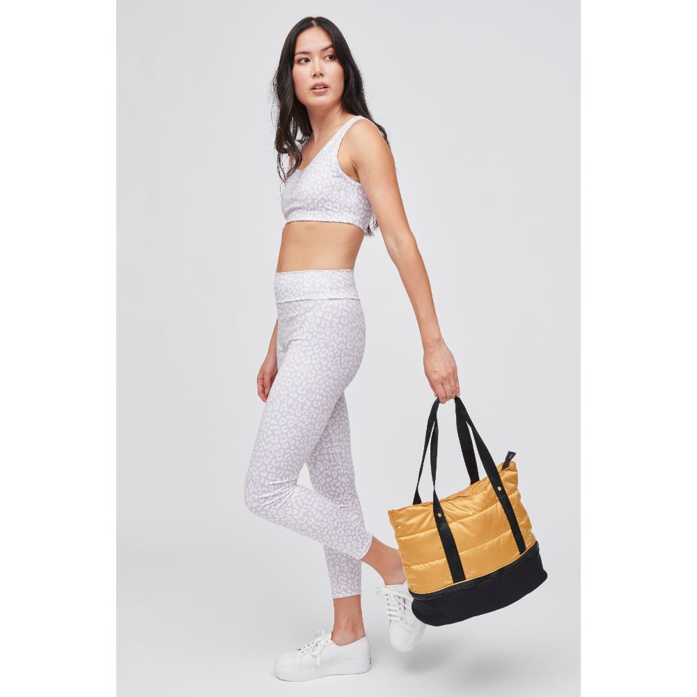 Woman wearing Mustard Urban Expressions Handstand Tote 840611137586 View 3 | Mustard